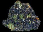 Sparkling Azurite Crystal Cluster with Malachite - Laos #69691-1